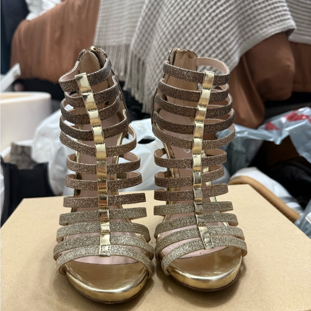 Aldo Gold Glitter Strappy Heels